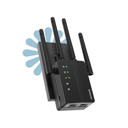 AOOEPU WiFi Booster, 1200Mbps WiFi Extender Signal Booster for Home, 12880 Sq Ft Coverage, 105 Devices, Dual Band 2.4/5GHz Internet Extender WiFi Booster