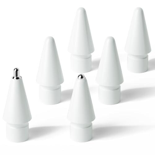 Hastraith Upgraded Replacement Tips for Apple Pencil 1/2/Pro/USB-C, Mix Metal Tips for Apple Pencil Compatible Nibs with All Generation (6 Pack)