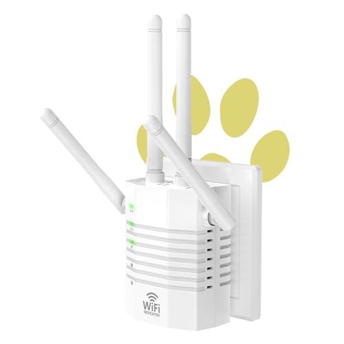 AOOEPU WiFi Extender Signal Booster with 4 Antennas, WiFi Extender with 1200Mbps Dual - Band, WiFi Booster Stable 12880 Sq.ft 105 Devices Coverage, Wall - Plug Easy Setup Home WiFi Repeater
