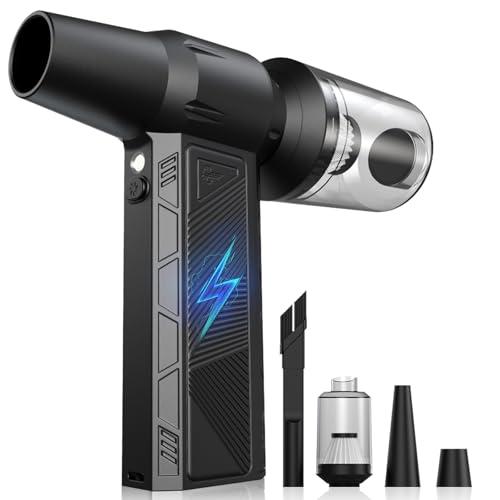 Compressed Air Duster, 150000RPM Super Power Cordless Electric Air Duster with LED Light, Fast Charging Rechargeable Air Blower 3-Gear Adjustable for Computer, Keyboard, Car, Outdoor and Home