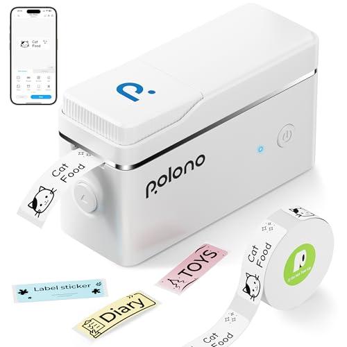 POLONO Label Maker Machine with Tape, P31S Bluetooth Label Printer, Mini Label Maker with Multiple Templates for School Office Home Organization, Wireless Portable Thermal Printer for Storage, White