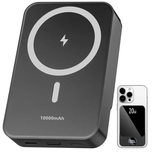 Magnetic Portable Charger, Power Bank 10000mAh with PD 20w Fast Charging, USB C in&Out Battery Pack, Compatible with Mag-Safe for iPhone 13/14/15/16/17 Pro/Pro Max Series, Samsung, Android, and More