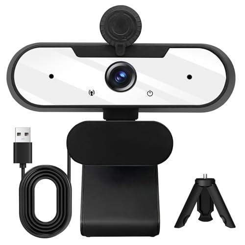 MTORED USB HD 1080P Video Webcam and Wide Angle Camera with Built-in Microphone and Rotatable Tripod,for Laptop Computer or Desktop PC,Great for Live Streaming.Calls.Video Conferencing(White)