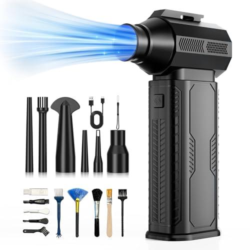 ZOAIVR Compressed Air Duster, 130,000RPM Ultra-Powerful Cordless Electric Air Duster with 8000mAh Rechargeable Battery, 4-Gear Adjustable Air Blower for Keyboard, Computer, Car, Home Cleaning