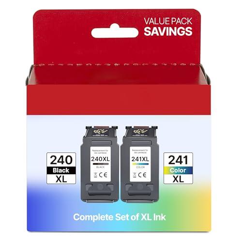 Adoccur PG-240 XL/CL-241 XL Ink Cartridges Compatible with Canon 240XL 241XL Combo Pack 240 241 Ink for Canon PIXMA MG3600 MG3620 TS5120 MX472 Printer Ink, 1 Black, 1 Color (2 Pack)