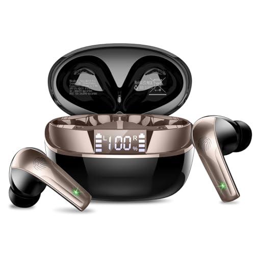 Wireless Earbuds, Bluetooth 5.4 Headphones in Ear, True Wireless Ear Buds HiFi Stereo Deep Bass with 4 ENC Noise Cancelling Mic, Bluetooth Ear Buds 47H Long Playtime LED IP7 Waterproof USB-C (Black)