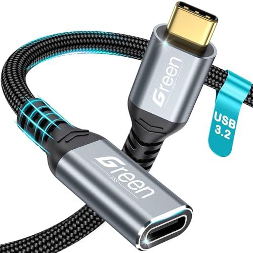 USB C Extension Cable, 1.5Ft 3.3Ft 5Ft 6.6Ft 10Ft, 20Gbps/USB3.2 Fast Transfer USB Type C Extender 240W Charging Compatible with iPhone 16 15 Pixel PSVR2/Hub/MacBook Air M2 Pro/iPad (1.5 FT)