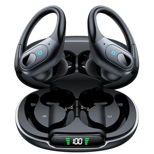 occiam Active Noise Cancelling Ear Buds Bluetooth Headphones Wireless Earbuds 90Hrs Playback Stereo Bass Earphones with Over-Ear Hooks IPX7 Waterproof Earbud for Sports Running Gym Workout Black