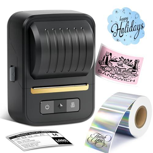NDYIN Label Makers, Label Maker Machine with Tape, Bluetooth Label Maker, Portable Thermal 2 Inch Label Printer for Small Business, Barcode, Address, Logo, Clothing, Sticker Printer for Phones & PC