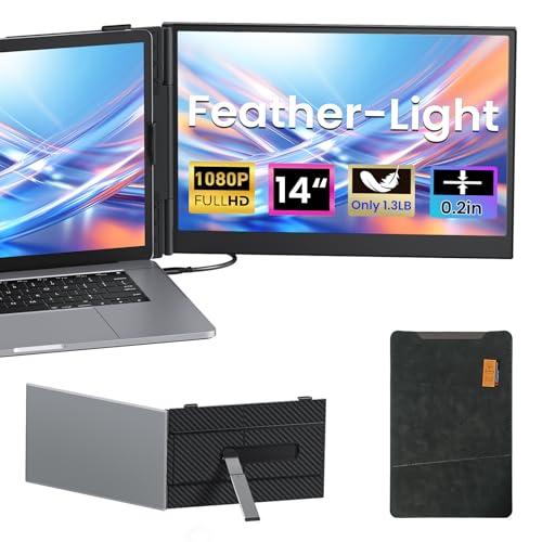 Vixtan Laptop Screen Extender, 14" FHD 1080P Portable Dual Monitor, Ultra-Thin 1.3lbs Plug & Play for 13"-17" Laptops