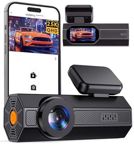2.5K Car Dash Cam, VEEMENT Dash Camera for Cars, 1440P Car Dash Camera with APP, WiFi Dash Cams with WDR Night Vision, 24/7 Parking Monitor Dashcam, 160°Wide, G-Sensor, Mini Dash Cam